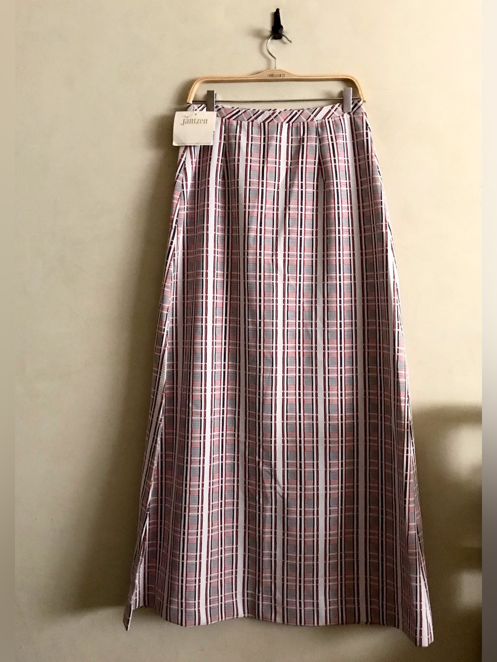 Vintage 70s Jantzen Pink and White Plaid Maxi Skirt
